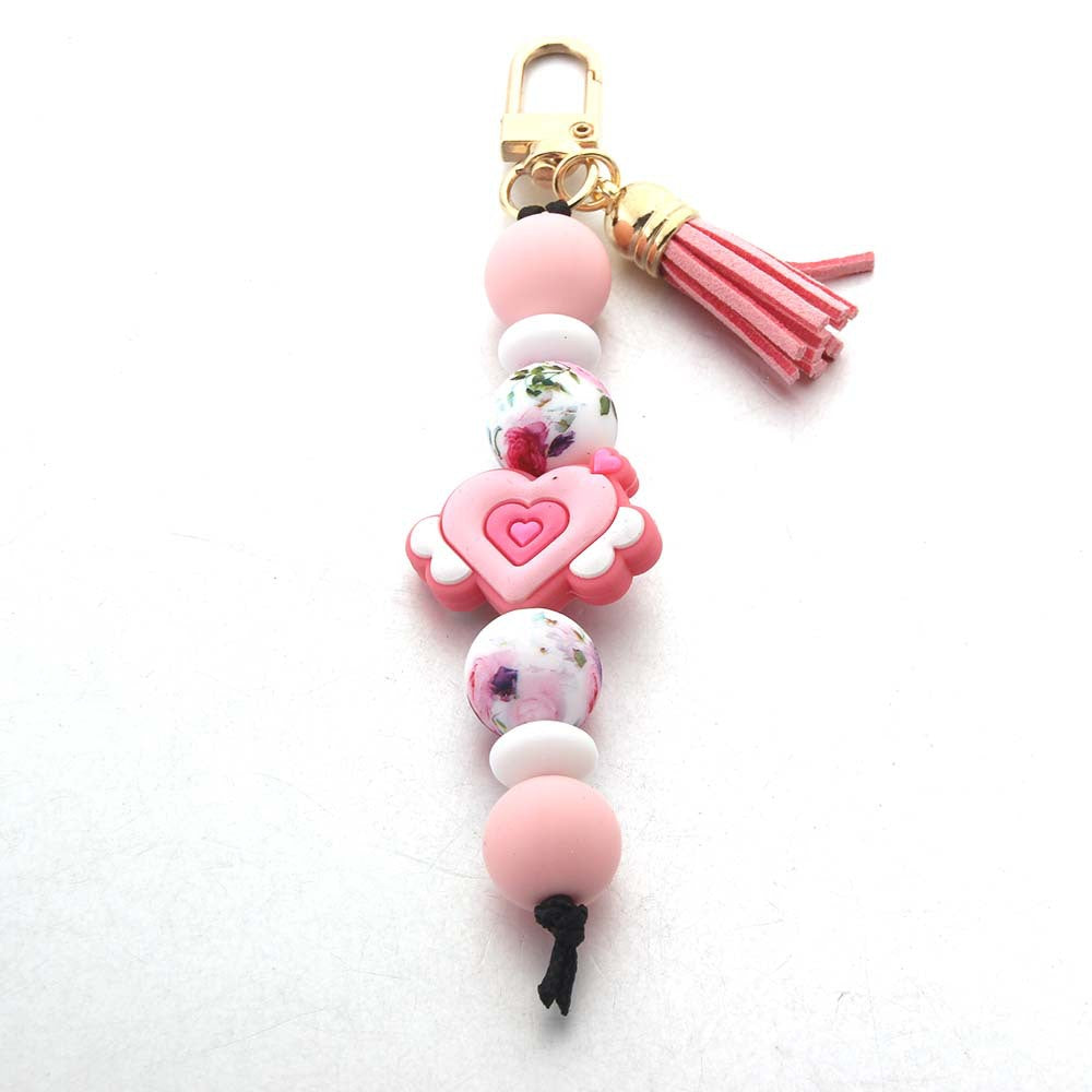 Wholesale New Silicone bead bracelet keychain cow head creative cartoon bag pendant DIY accessories